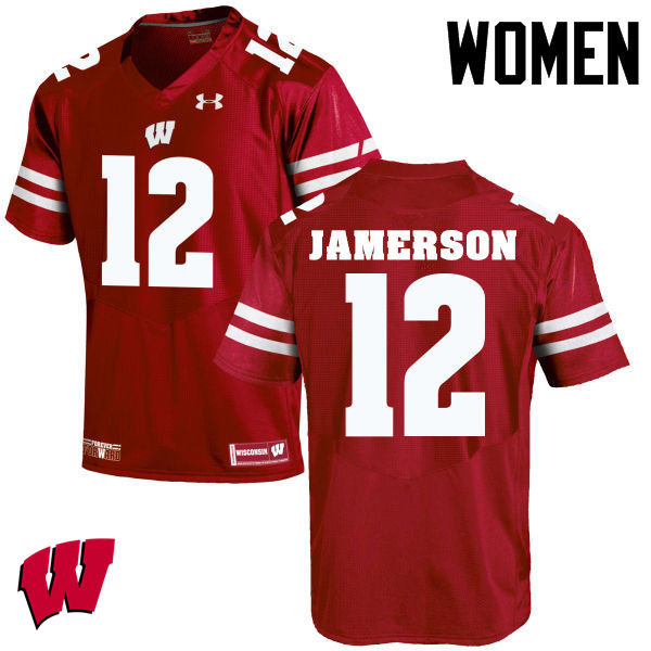 Wisconsin Badgers Women's #12 Natrell Jamerson NCAA Under Armour Authentic Red College Stitched Football Jersey FP40D26YB